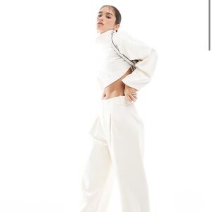 ASOS DESIGN cocoon pants with front pleat in coconut milk